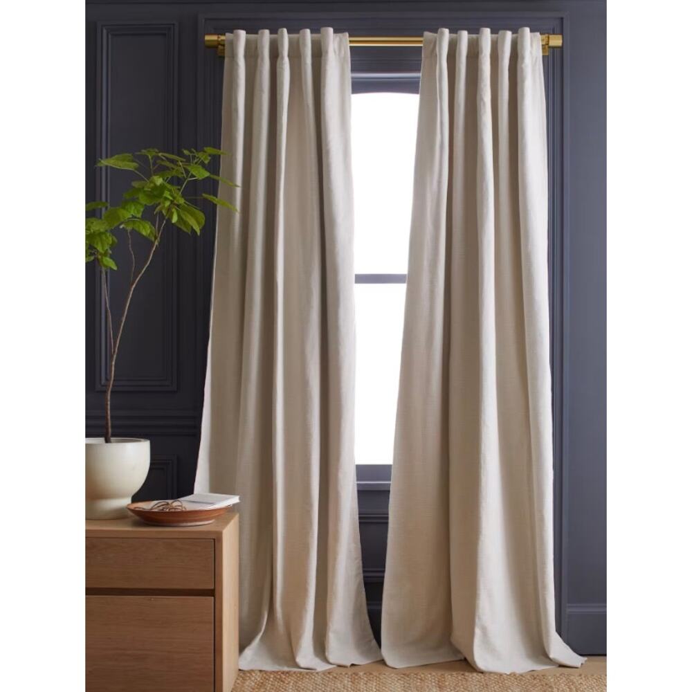 Quince Cotton Slub Room Darkening Curtain Panel 48X84 Natural NWOT #C2